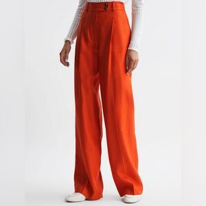 $240 NWOT Reiss “Hollie” Linen Blend Trousers in Orange Sz 0